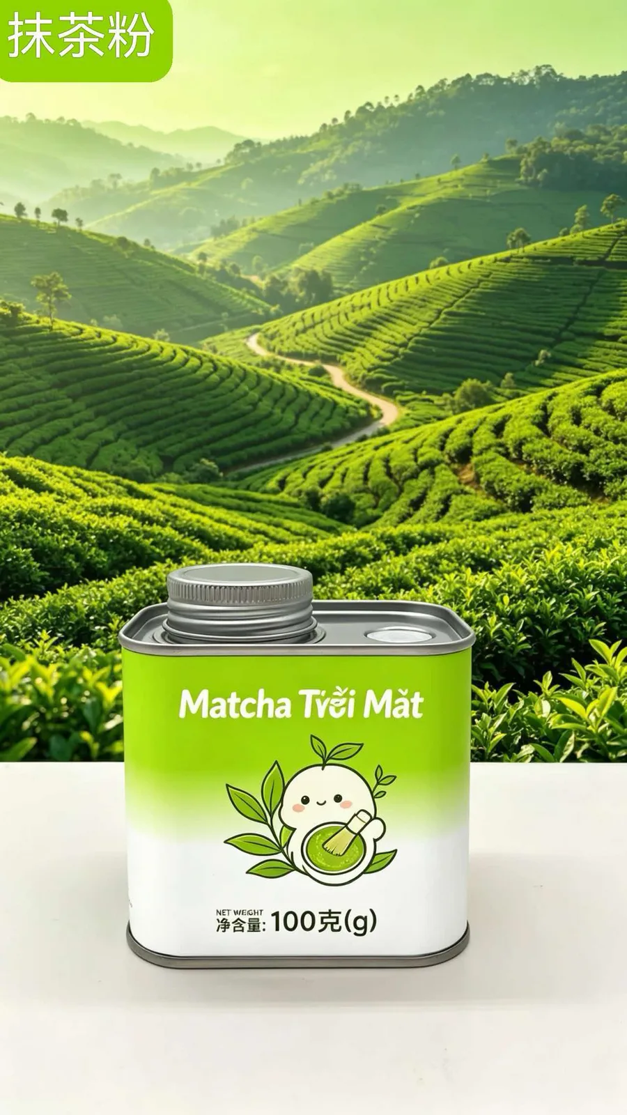 Green pouch with pink cup · three organic marks