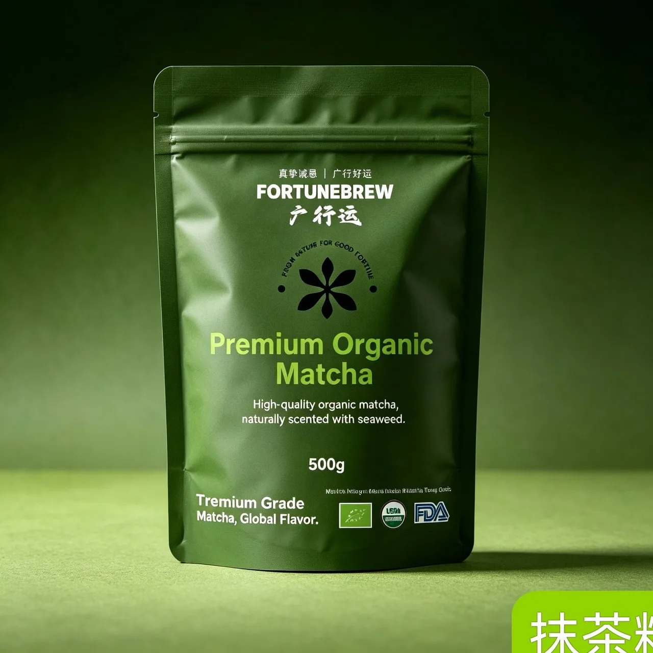 EU/US organic dark-green pouch · seaweed scent