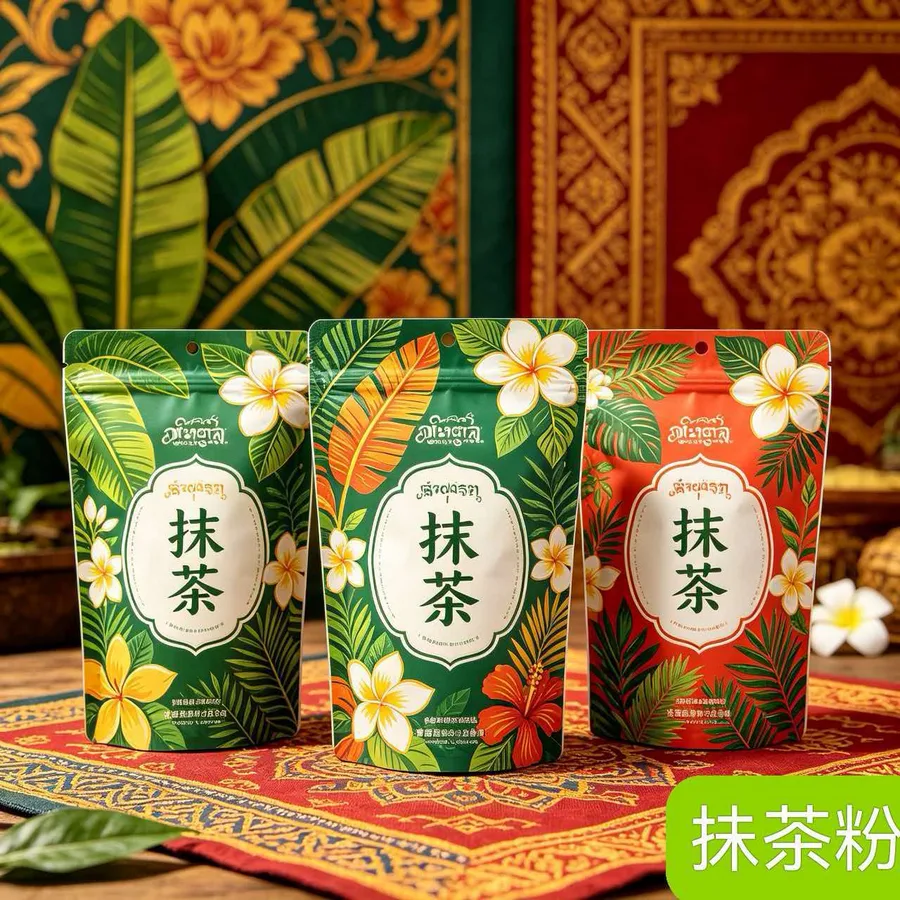 Tropical-style pouches in three colors